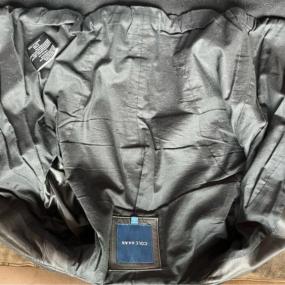 Black Leather 😎  Bomber Jacket with Pockets - Picture 8 of 13